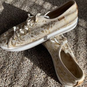 Gold Floral Keds - Almost New